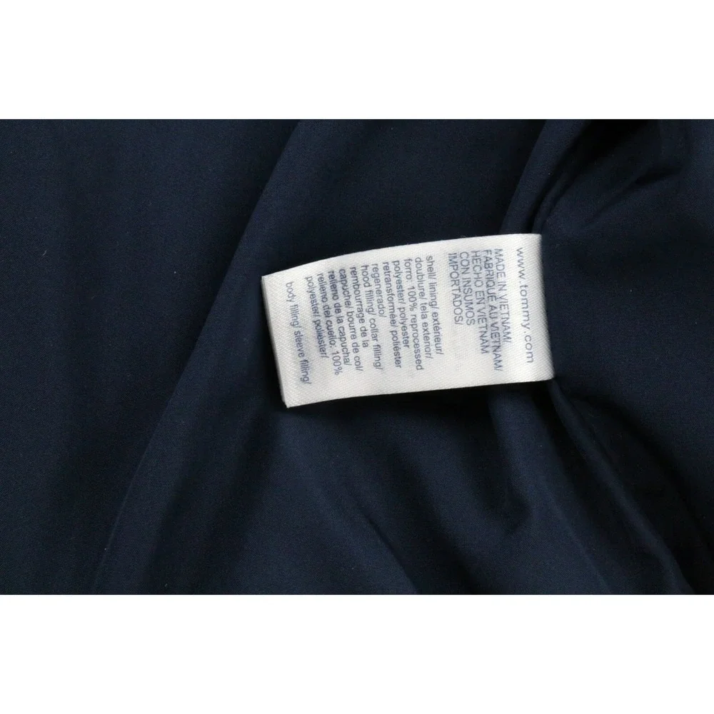 Tommy Jeans Tommy Hilfiger Mens Hooded Down Jacket Blue Sz XS Embroidery Elastic